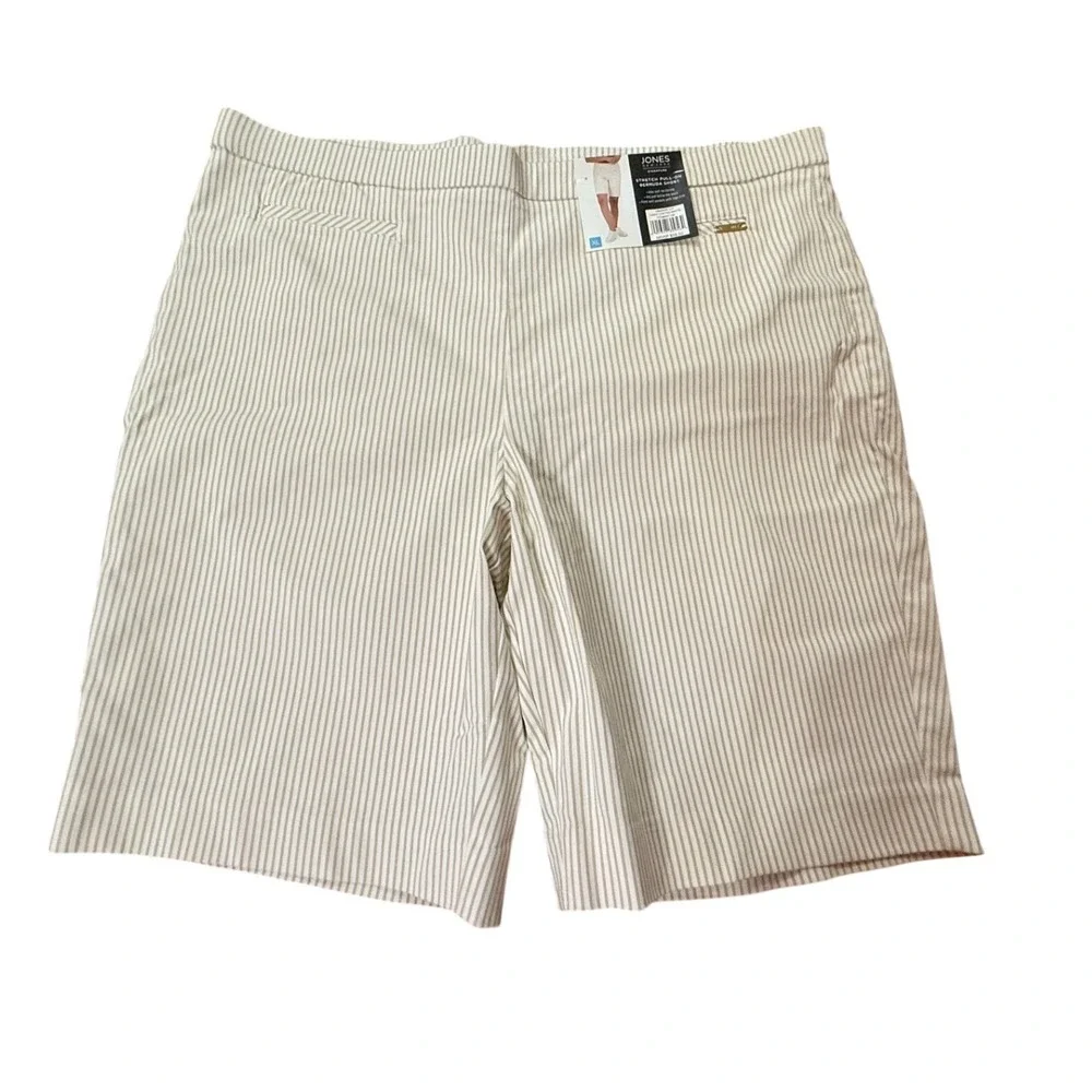 Jones New‎ York Signature Bermuda Shorts Womens XL Striped Pull On Light Coffee